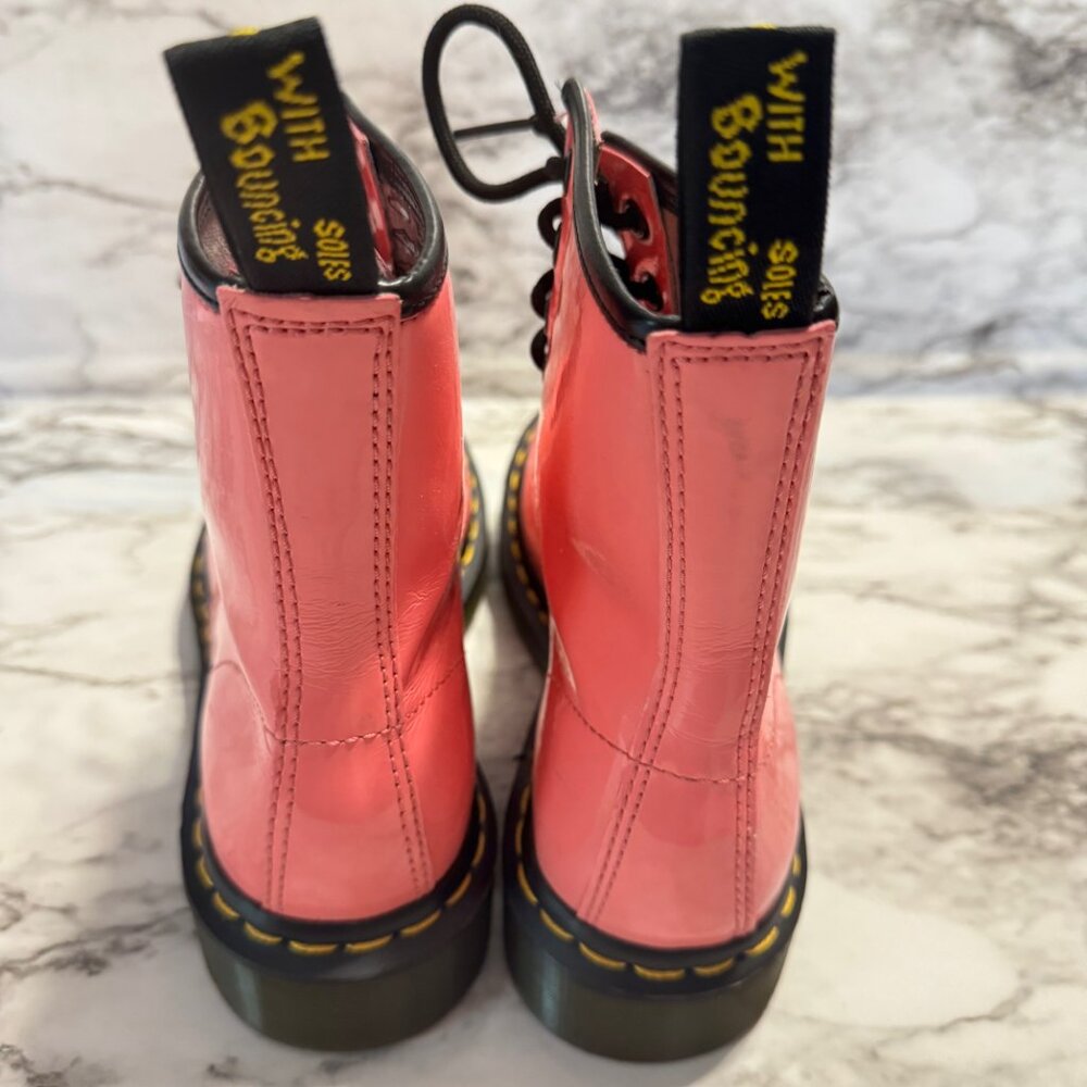 DR. MARTENS Womens 1460 Bubblegum Pink Lace Up Patent Leather Barbiecore… - Picture 4 of 7